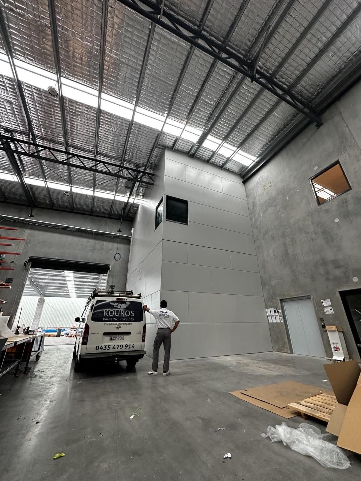 Kouros Painting van on site in a new warehouse